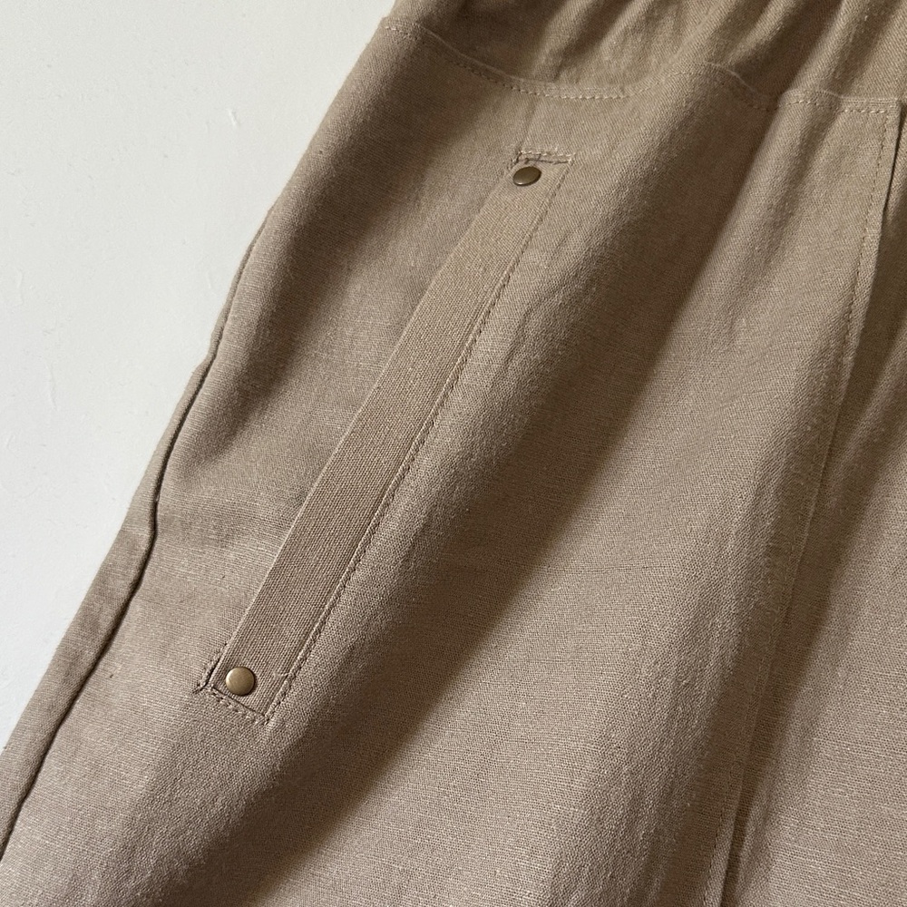 Democracy Women's Linen Blend Wide Leg Tan Pants - Picture 2 of 8
